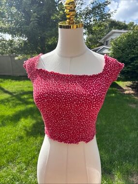 Garage Off Shoulder Crop Top Red